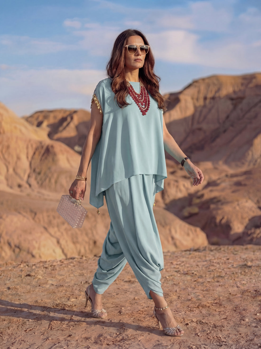 Draped Poly-Blend Mirage Tunic