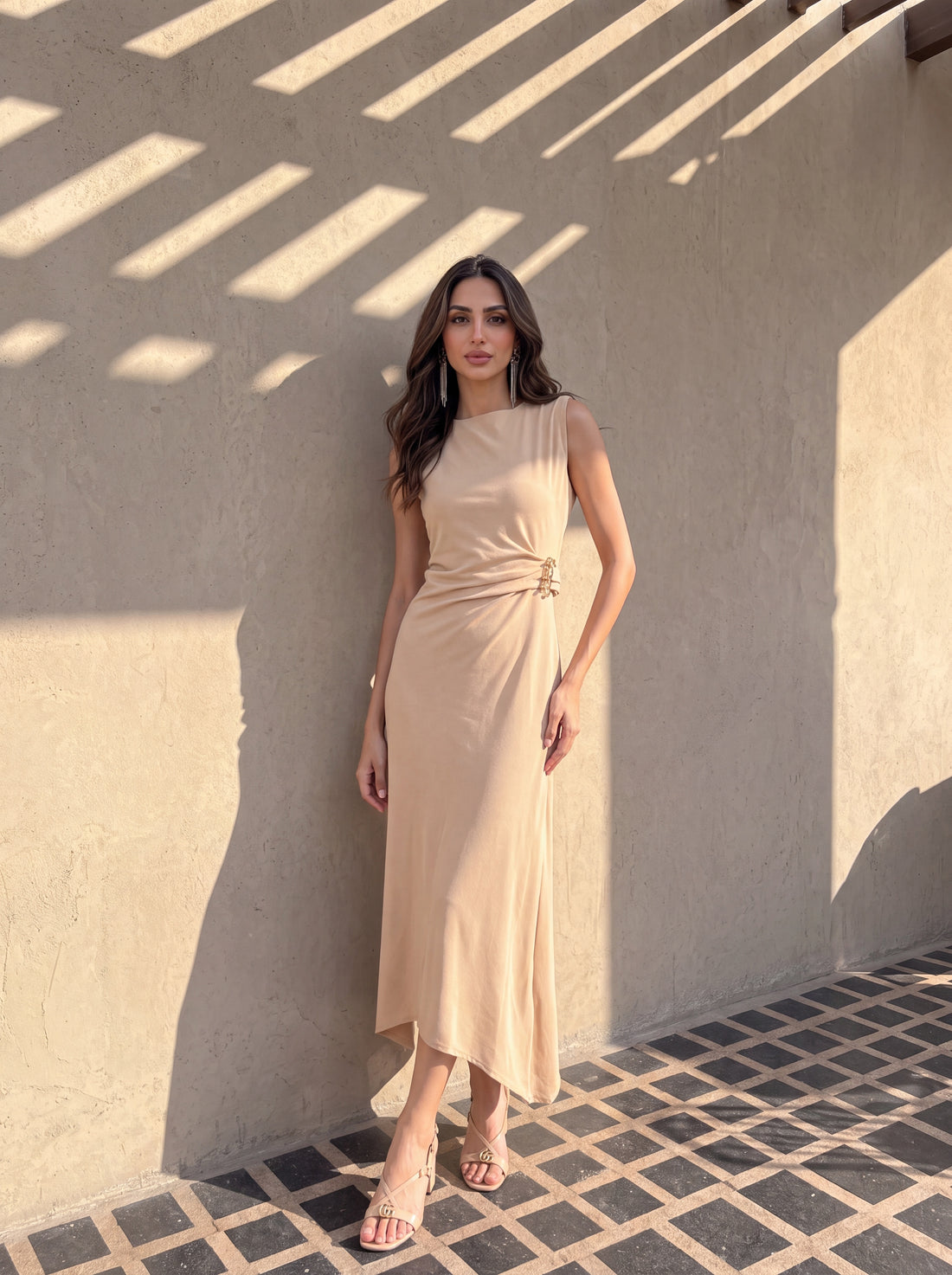 Sleeveless Drape Dress
